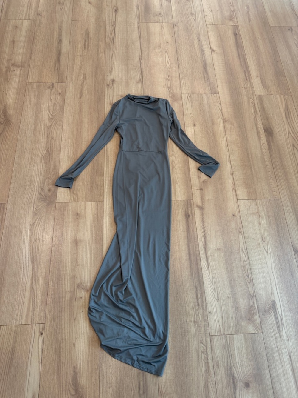 Long Sleeve Maxi Dress in Charcoal Gray